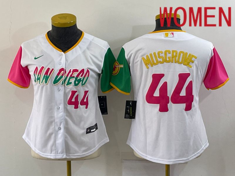 Women San Diego Padres #44 Musgrove White City Edition Nike 2022 MLB Jerseys->women mlb jersey->Women Jersey